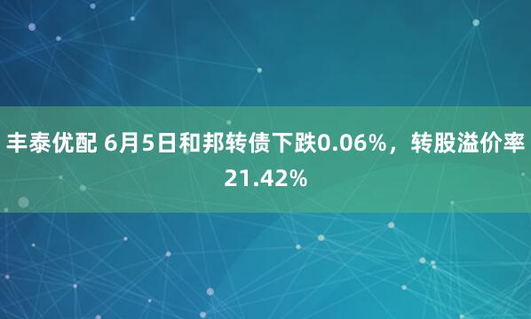 丰泰优配 6月5日和邦转债下跌0.06%，转股溢价率21.42%