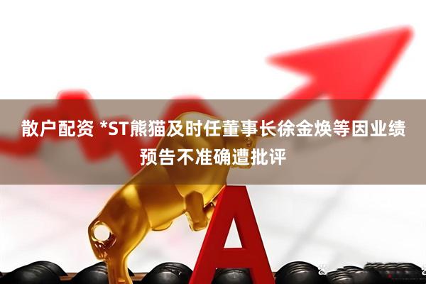 散户配资 *ST熊猫及时任董事长徐金焕等因业绩预告不准确遭批评