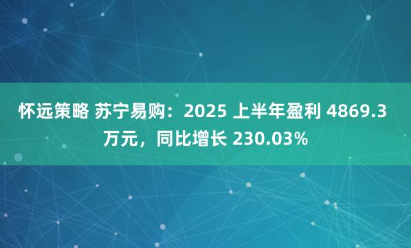 怀远策略 苏宁易购：2025 上半年盈利 4869.3 万元，同比增长 230.03%
